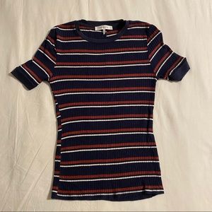 Frame '70s Striped Rib-Knit Tee
